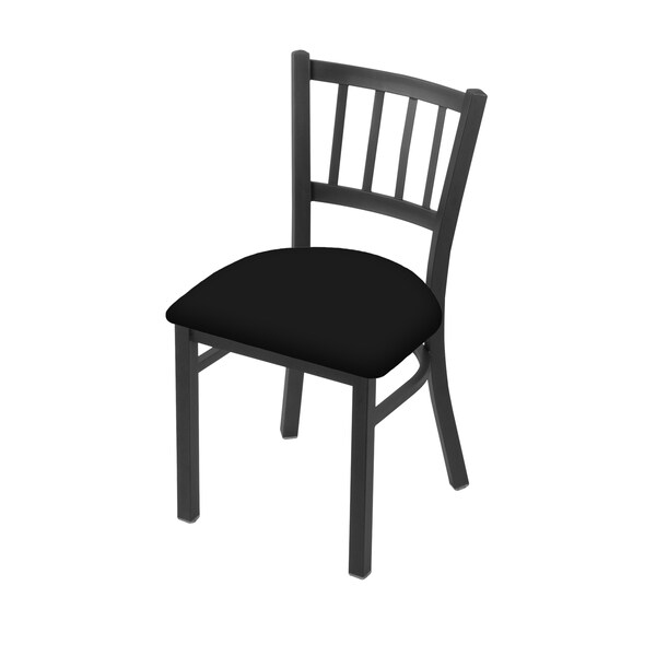 610 Contessa 18" Chair with Pewter Finish and Black Vinyl Seat